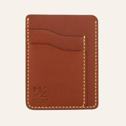 MZ Leather Craft kiremit rengi Buttero deri minimalist dikey kartlığın boş ön yüz görünümü.