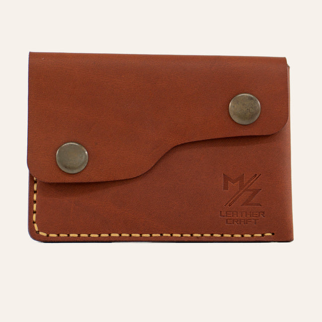 MZ Leather Craft Kapaklı Minimalist Cüzdan - Buttero Kiremit