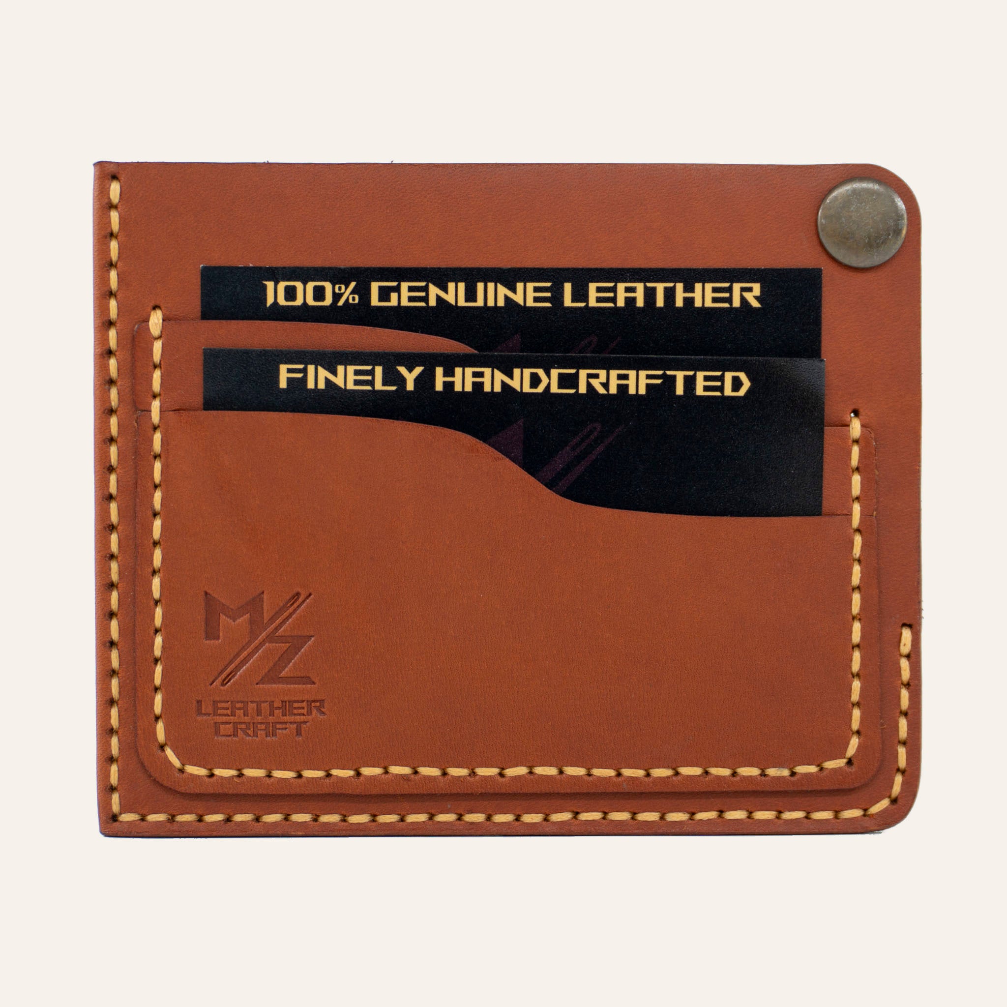 MZ Leather Craft Köşe Çıtçıtlı Ters Cüzdan - Buttero Kiremit