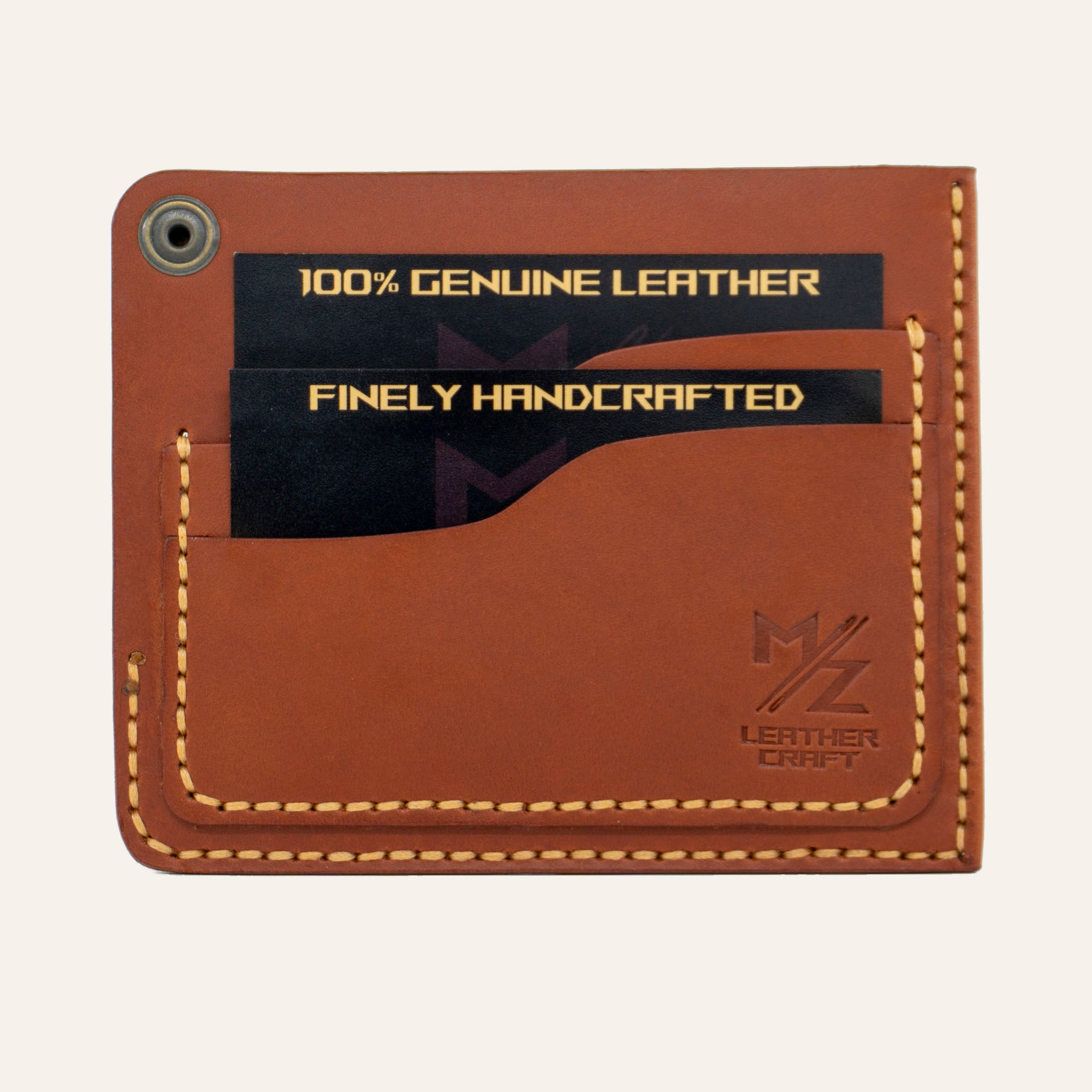 MZ Leather Craft Köşe Çıtçıtlı Ters Cüzdan - Buttero Kiremit - Arka Kısım