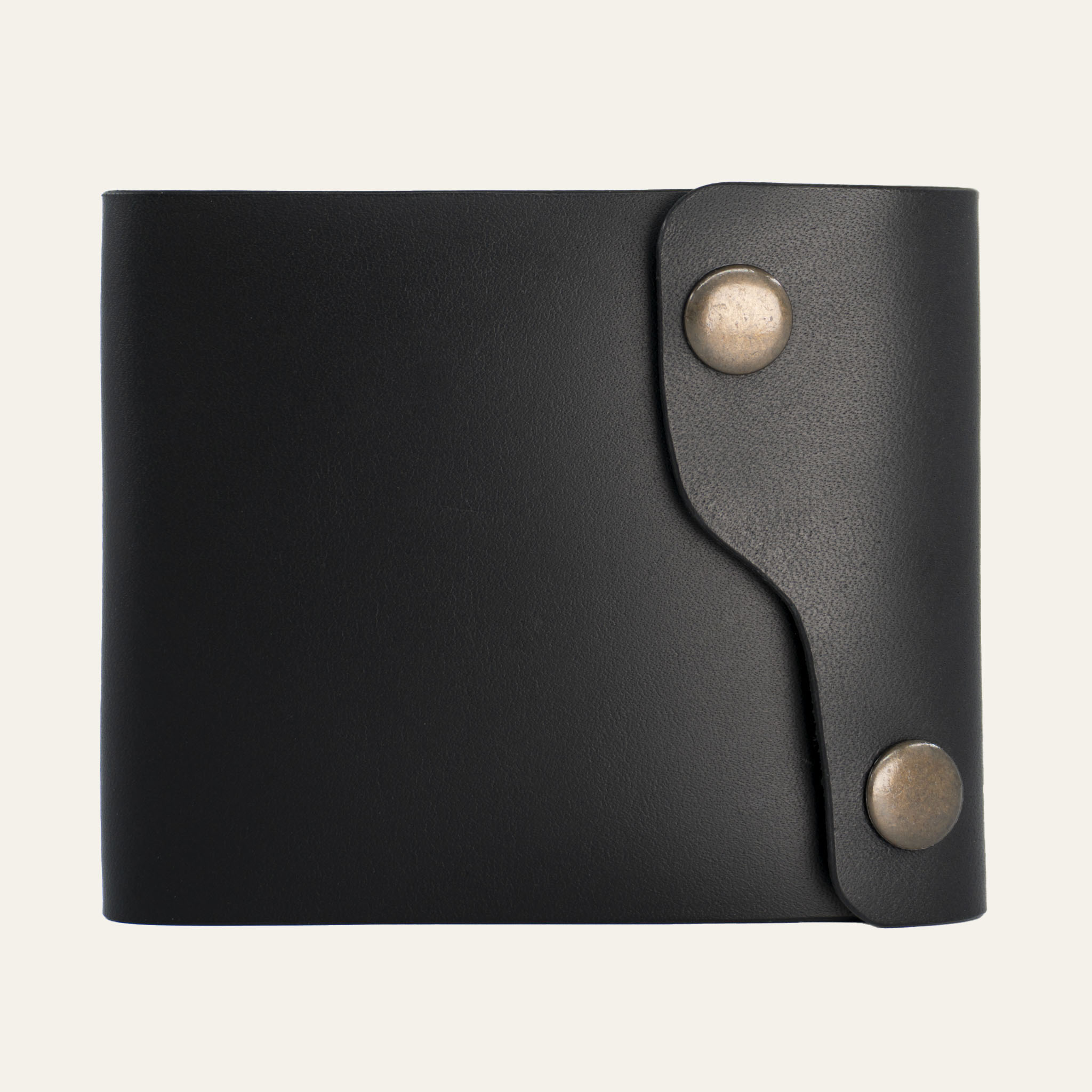MZ Leather Craft Kompakt Cüzdan Dil Kapaklı - Buttero Siyah Deri