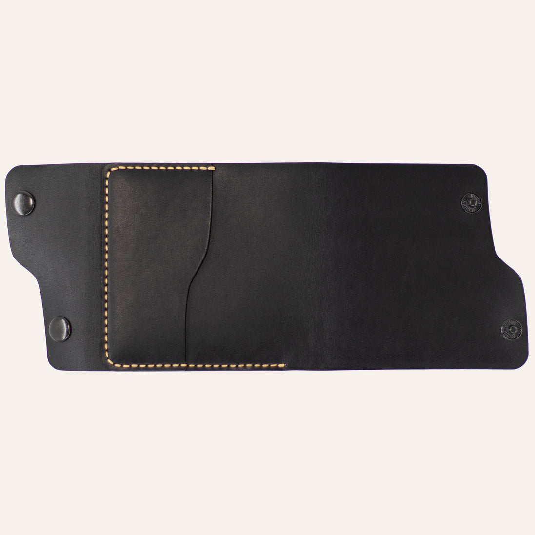 MZ Leather Craft Dil Kapaklı Cüzdan - Buttero Deri - Siyah