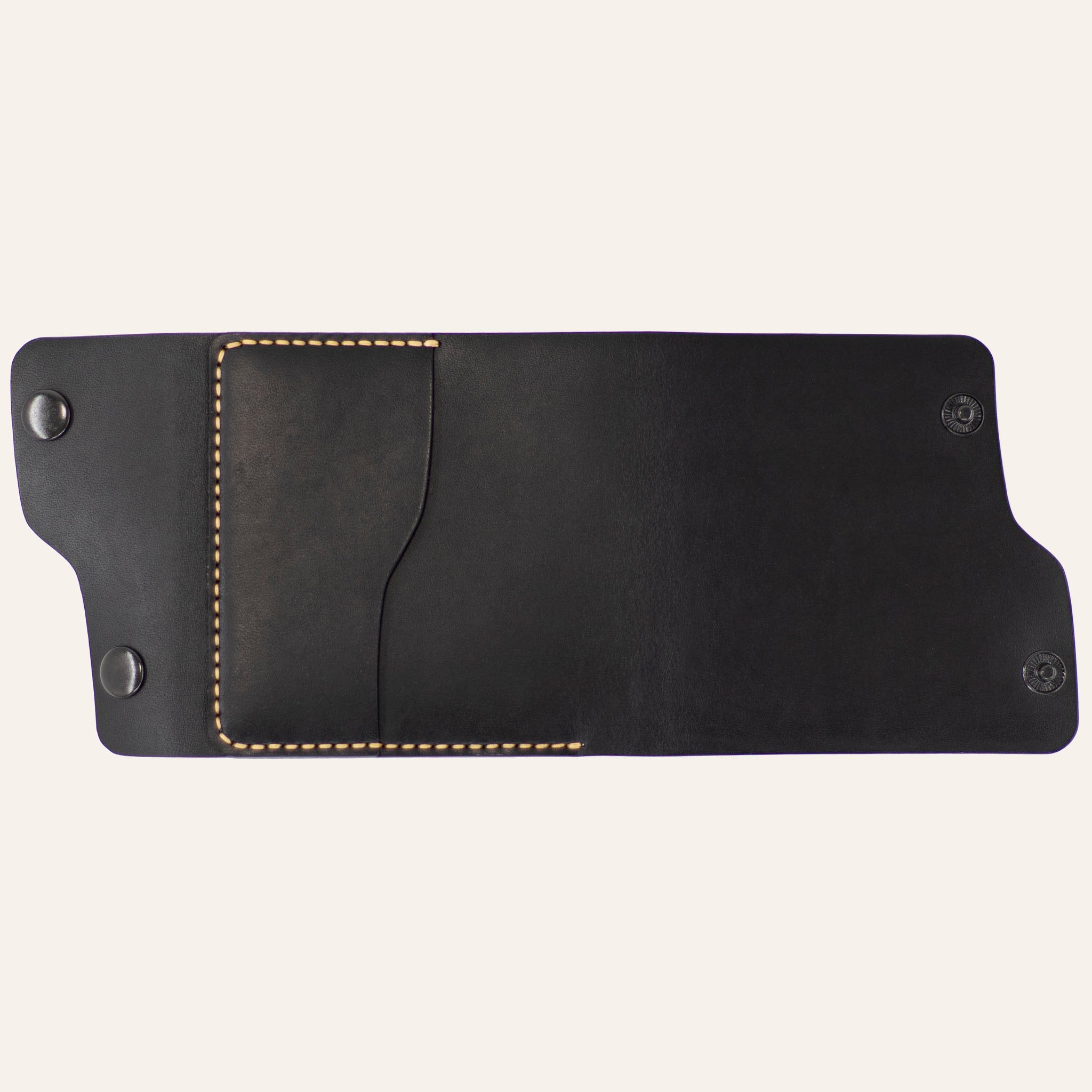 MZ Leather Craft Dil Kapaklı Cüzdan - Buttero Deri - Siyah