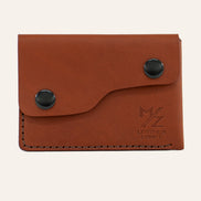 MZ Leather Craft Kapaklı Minimalist Cüzdan - Buttero Kiremit - Kahverengi İplik