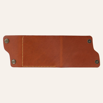 MZ Leather Craft Kompakt Cüzdan Dil Kapaklı - Buttero Kiremit Deri - Sarı İplik