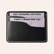 MZ Leather Craft Minimalist El Dikimi Kartlık - Buttero Deri Siyah - Açık Gri İplik