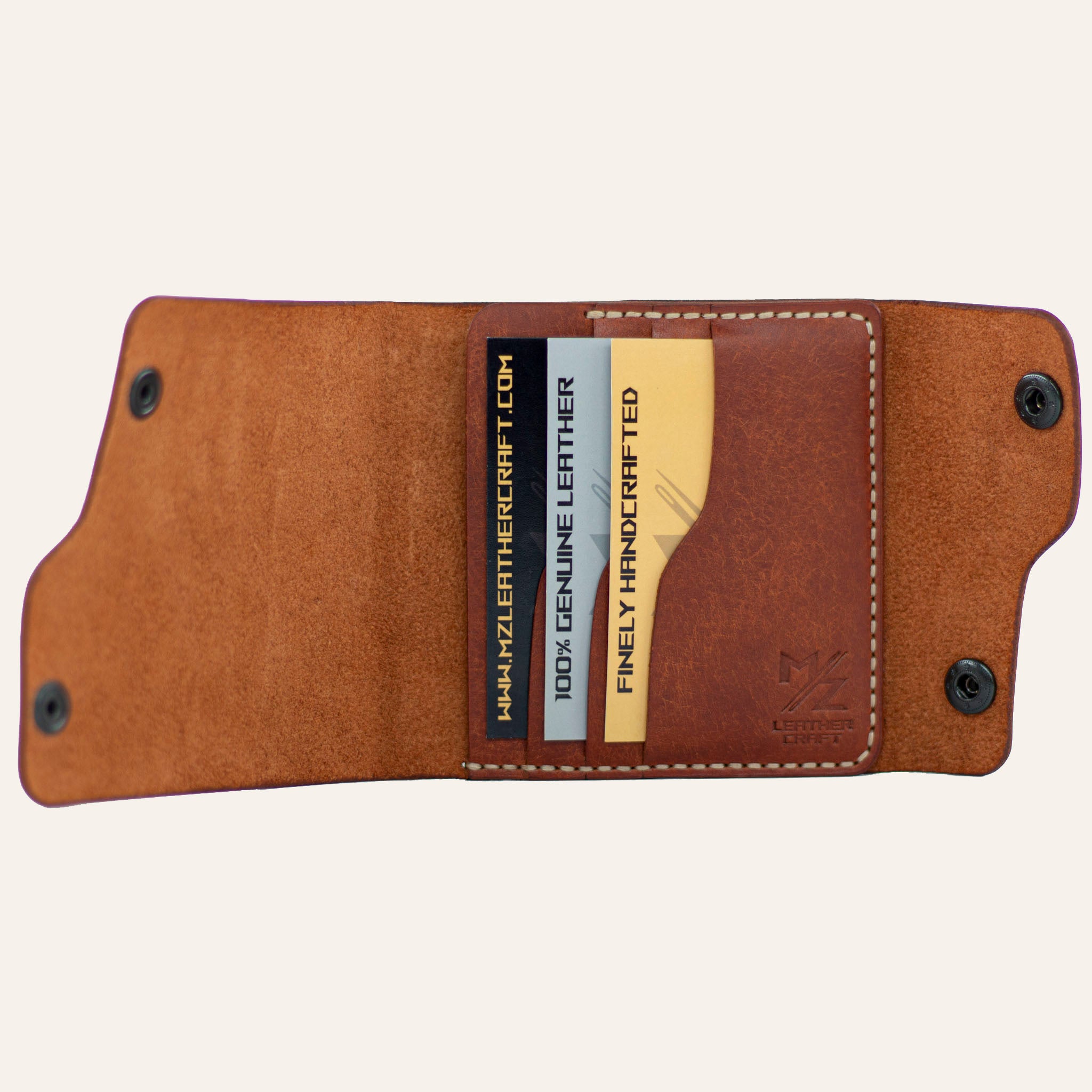 Tongue-Flap Wallet - Siena Pueblo Leather – MZ Leather Craft