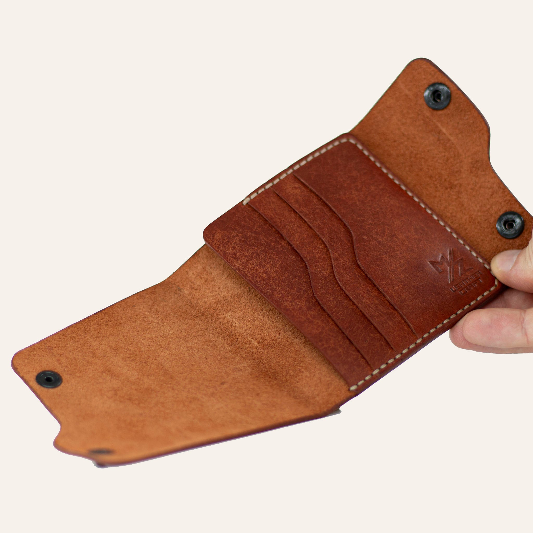 Tongue-Flap Wallet - Siena Pueblo Leather – MZ Leather Craft