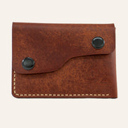 MZ Leather Craft Kapaklı Minimalist Cüzdan - Pueblo Kiremit