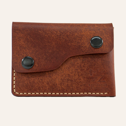 MZ Leather Craft Kapaklı Minimalist Cüzdan - Pueblo Kiremit