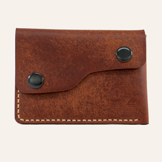 MZ Leather Craft Kapaklı Minimalist Cüzdan - Pueblo Kiremit