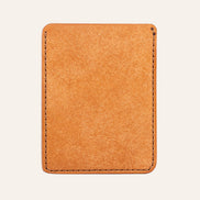 MZ Leather Craft natural renk Pueblo deri dikey kartlığın kahverengi el dikiş detaylarını gösteren arka yüzü