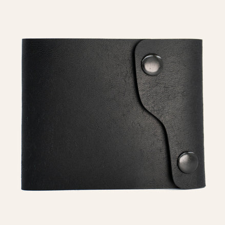MZ Leather Craft Kompakt Cüzdan Dil Kapaklı - Pueblo Siyah Deri