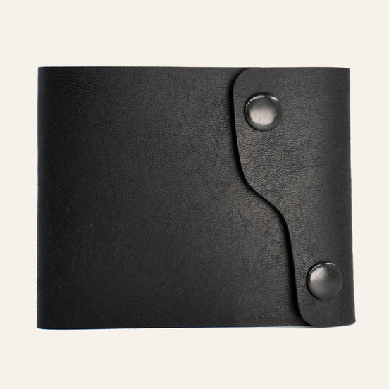 MZ Leather Craft Kompakt Cüzdan Dil Kapaklı - Pueblo Siyah Deri
