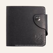 MZ Leather Craft Klasik Cüzdan Siyah Pueblo Deri - Yatay Kart Bölmeli