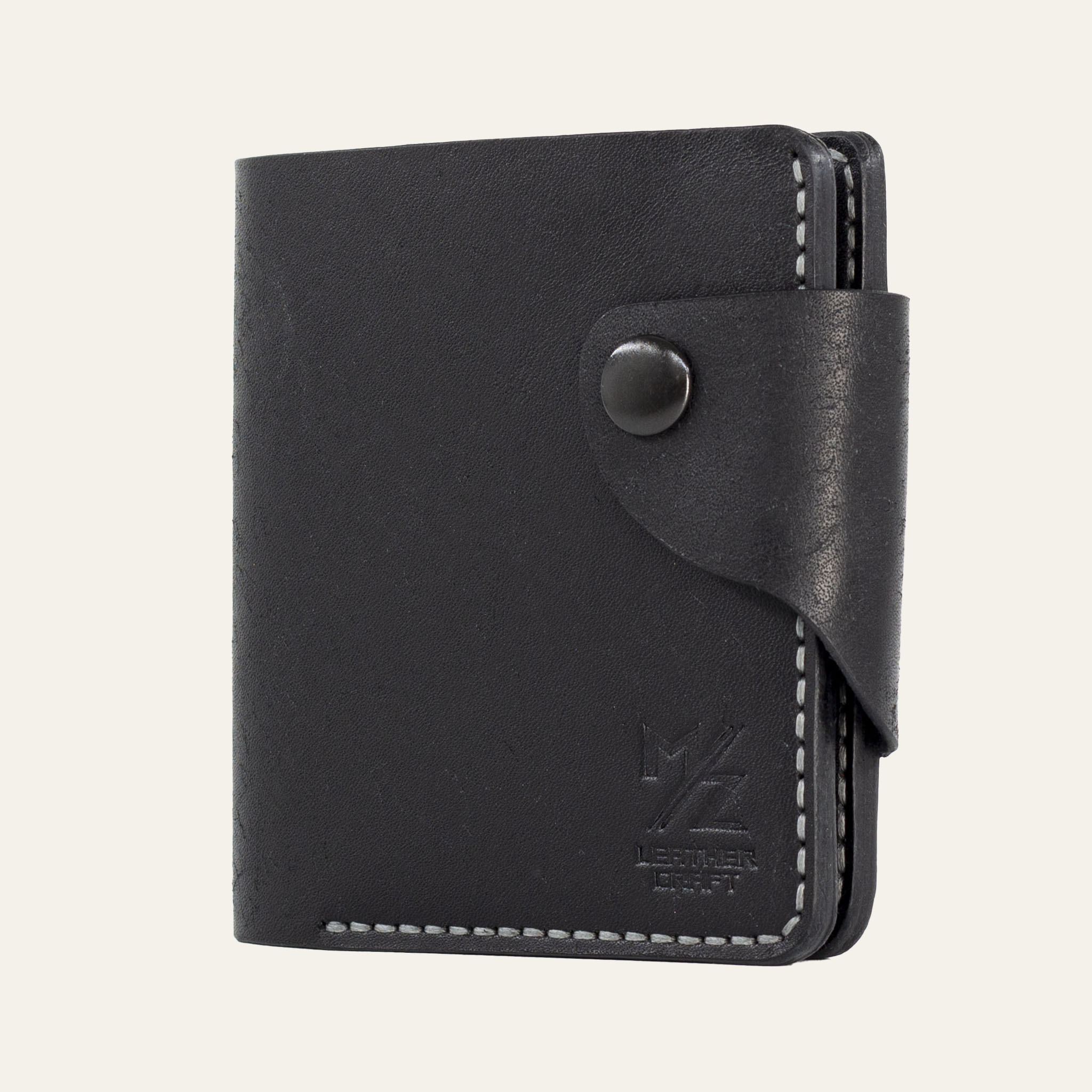 MZ Leather Craft logo baskısı - Birinci sınıf İtalyan Pueblo Siyah deri
