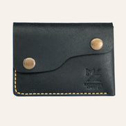 MZ Leather Craft Kapaklı Minimalist Cüzdan - Pueblo Siyah