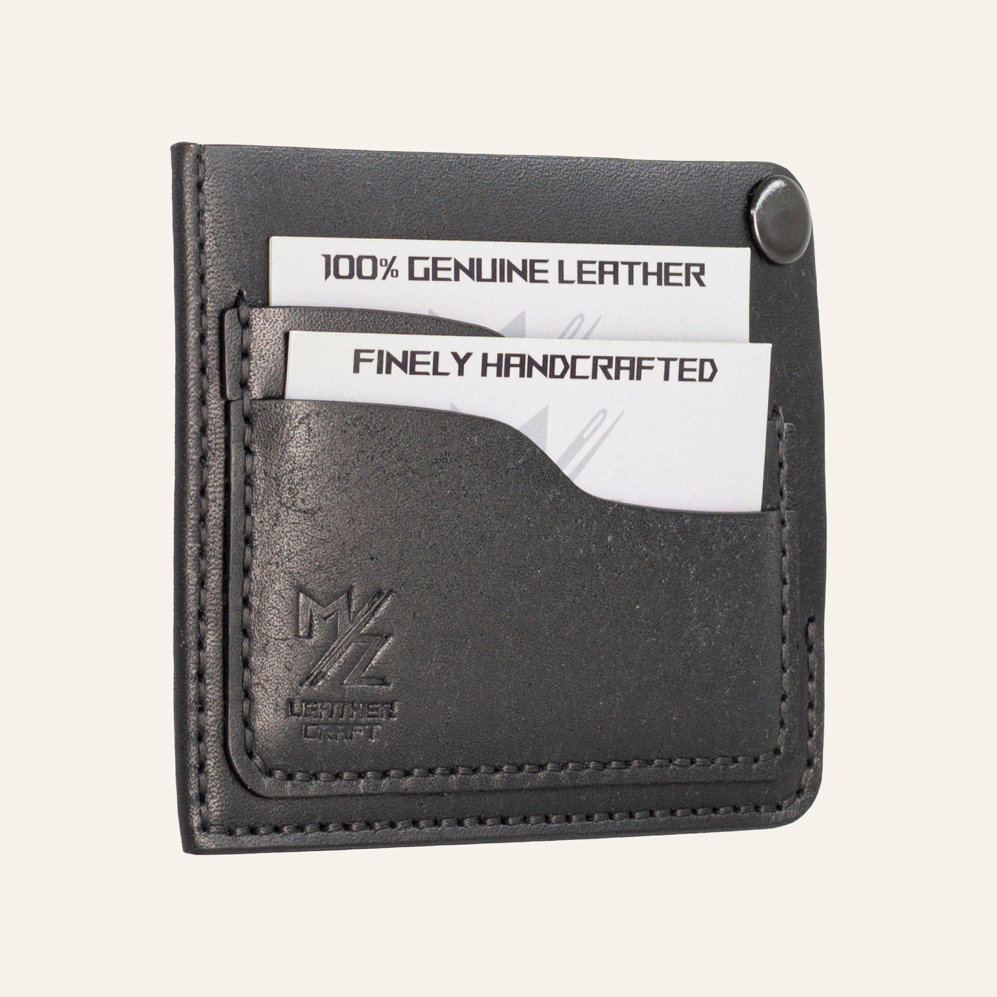 The Inverse Wallet | Corner Snap Edition - Black Pueblo Leather