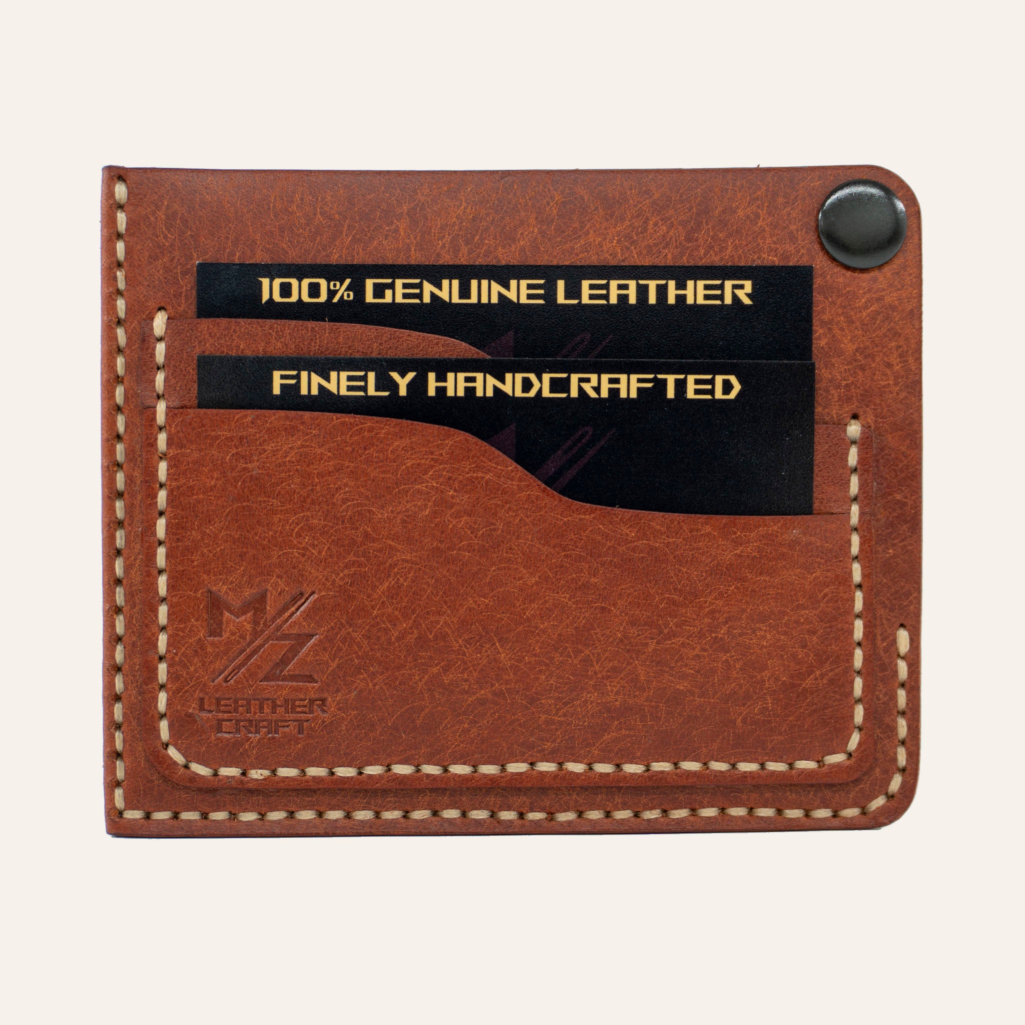 MZ Leather Craft Köşe Çıtçıtlı Ters Cüzdan - Pueblo Kiremit