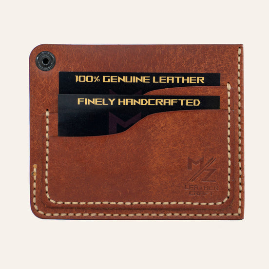 MZ Leather Craft Köşe Çıtçıtlı Ters Cüzdan - Pueblo Kiremit - Arka Kısım