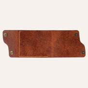 MZ Leather Craft Kompakt Cüzdan Dil Kapaklı - Pueblo Kiremit Deri - Sarı İplik