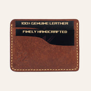 MZ Leather Craft Minimalist El Dikimi Kartlık - Pueblo Deri Kiremit - Sarı İplik