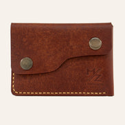 MZ Leather Craft Kapaklı Minimalist Cüzdan - Pueblo Kiremit - Sarı İplik