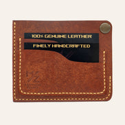 MZ Leather Craft Köşe Çıtçıtlı Ters Cüzdan - Pueblo Kiremit - Sarı İplik