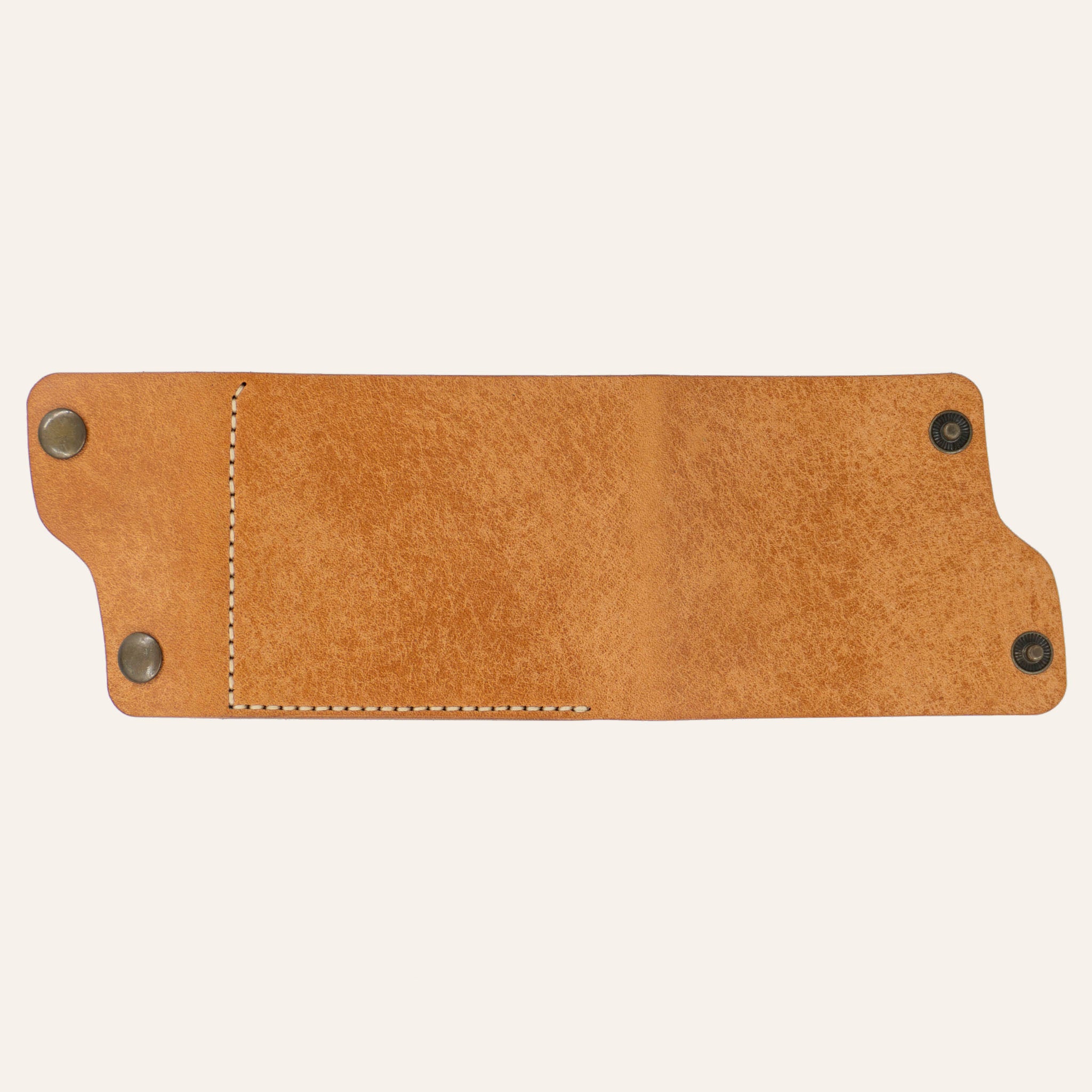 MZ Leather Craft Dil Kapaklı Kompakt Cüzdan - Pueblo Deri - Natural