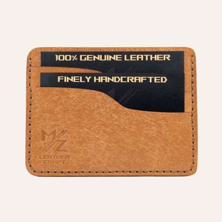 MZ Leather Craft Minimalist El Dikimi Kartlık - Pueblo Deri Natural - Kahverengi İplik