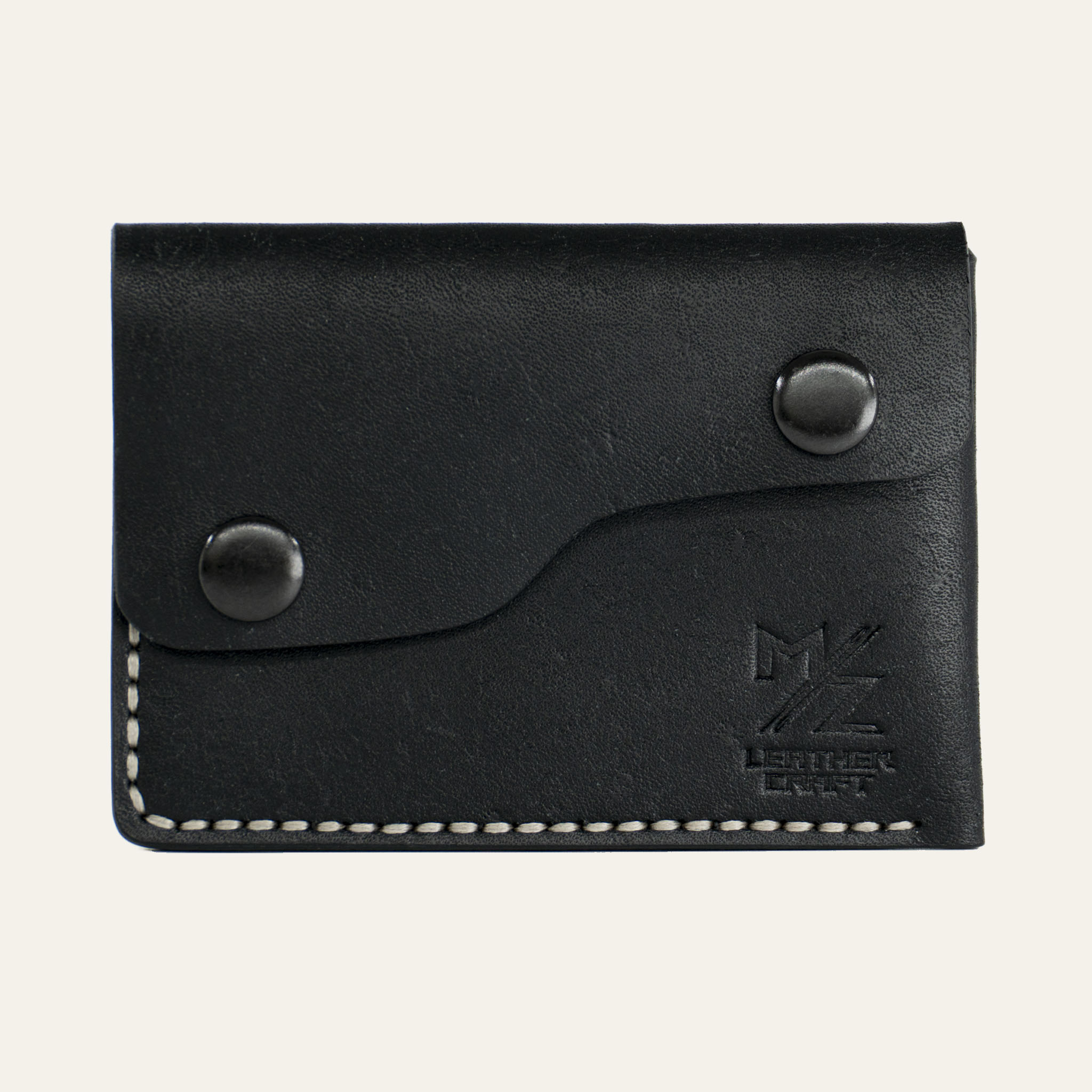 Minimalist Snap-Flap Leather Wallet - Black Pueblo Leather – MZ