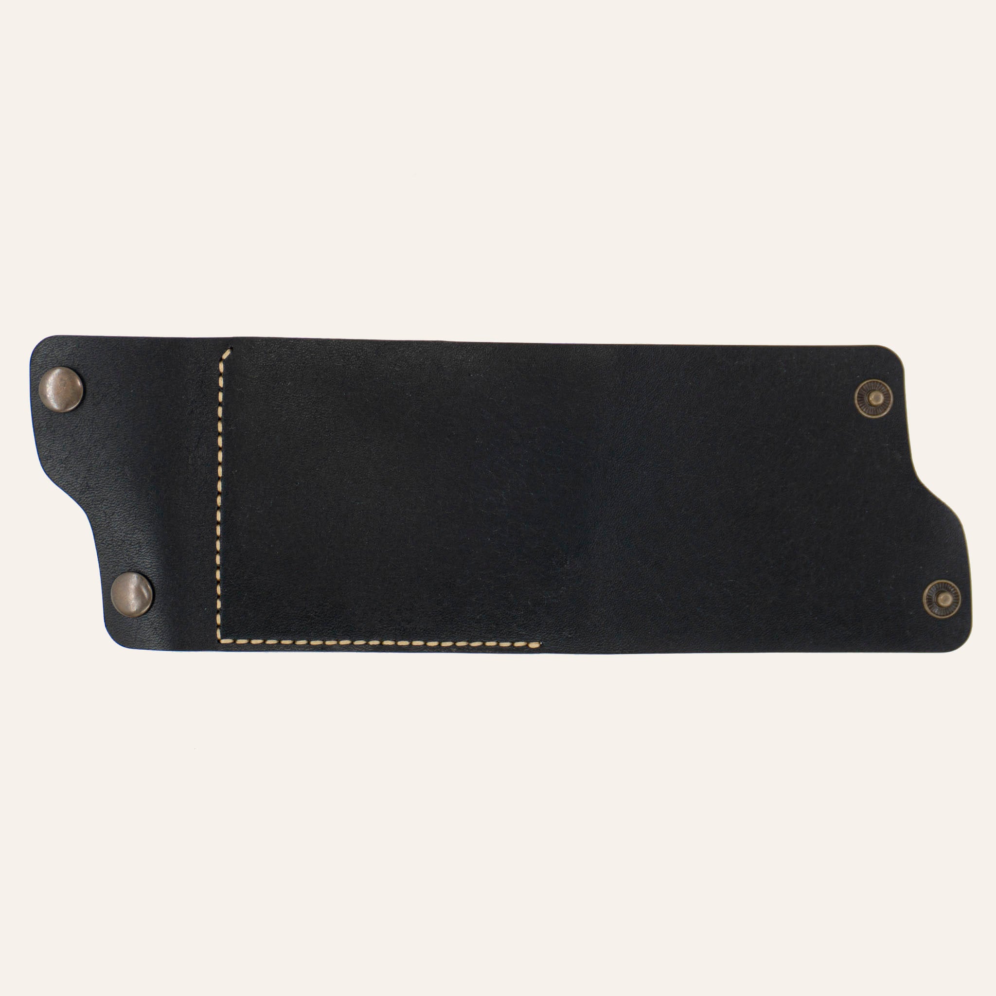 MZ Leather Craft Kompakt Cüzdan Dil Kapaklı - Pueblo Siyah Deri - Sarı İplik