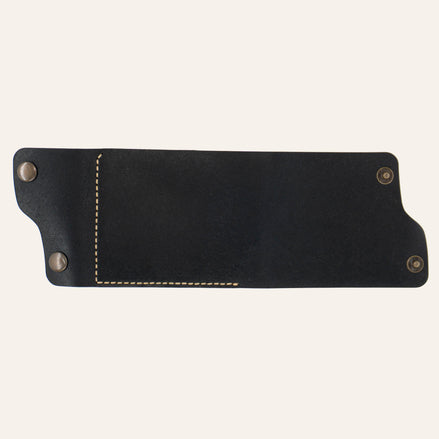MZ Leather Craft Kompakt Cüzdan Dil Kapaklı - Pueblo Siyah Deri - Sarı İplik